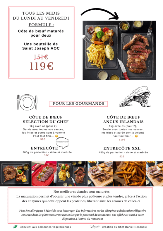 Menu Le Beef Steakhouse Restaurants Viande Paris E E E