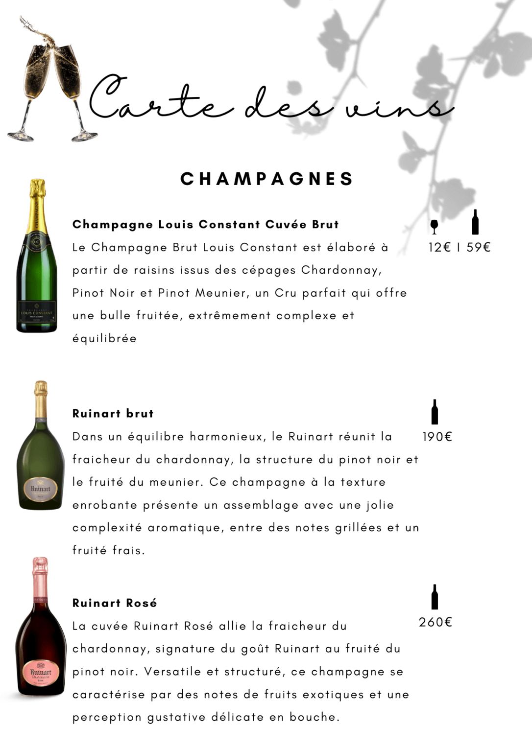 carte des vins